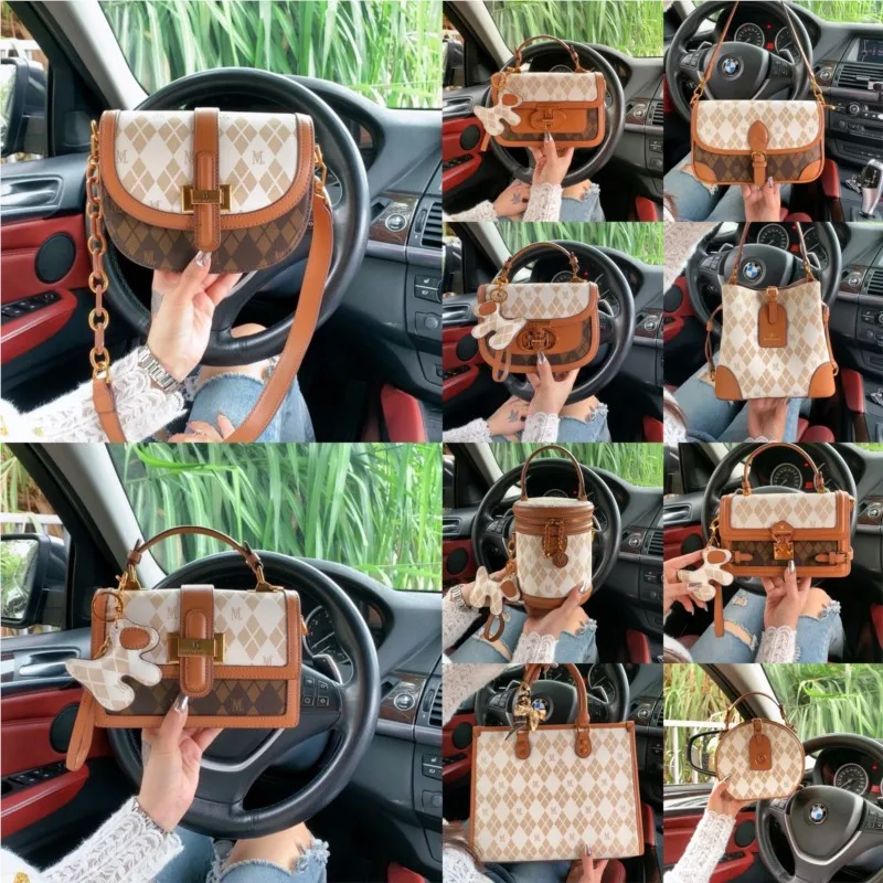 Women\'s Handbag Authentic Diamond Plaid Handbag Women\'s 2024 New High end Designer Diagonal Shoulder Small Square Bag