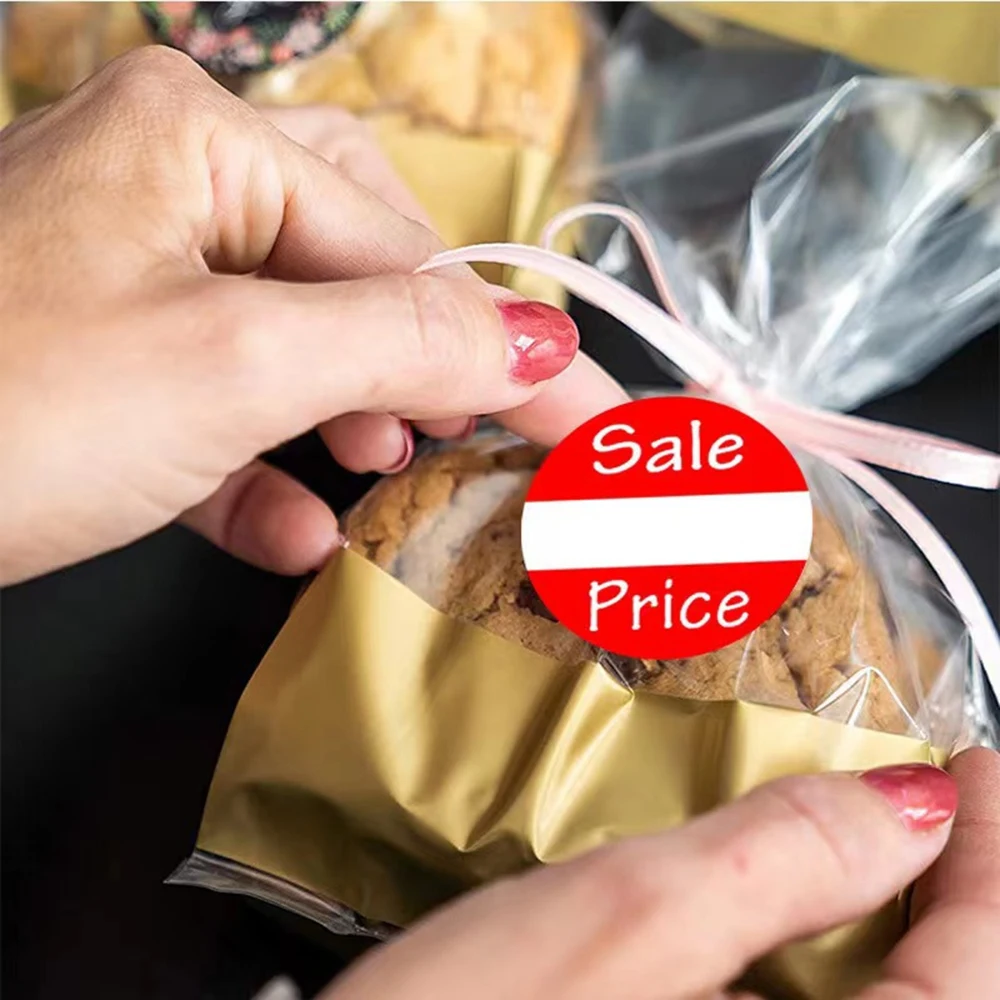 Etiquetas adhesivas rojas de 50-500 piezas, pegatinas redondas de papel adhesivo, pegatinas para hornear pasteles, pegatinas de precio con descuento para tiendas minoristas