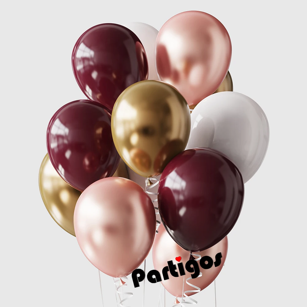 22Pcs Rose Gold Burgundy Balloon Set Wine Red Confetti Latex Ball Bridal Shower Bachelorette Wedding Birthday Party Decor Globos
