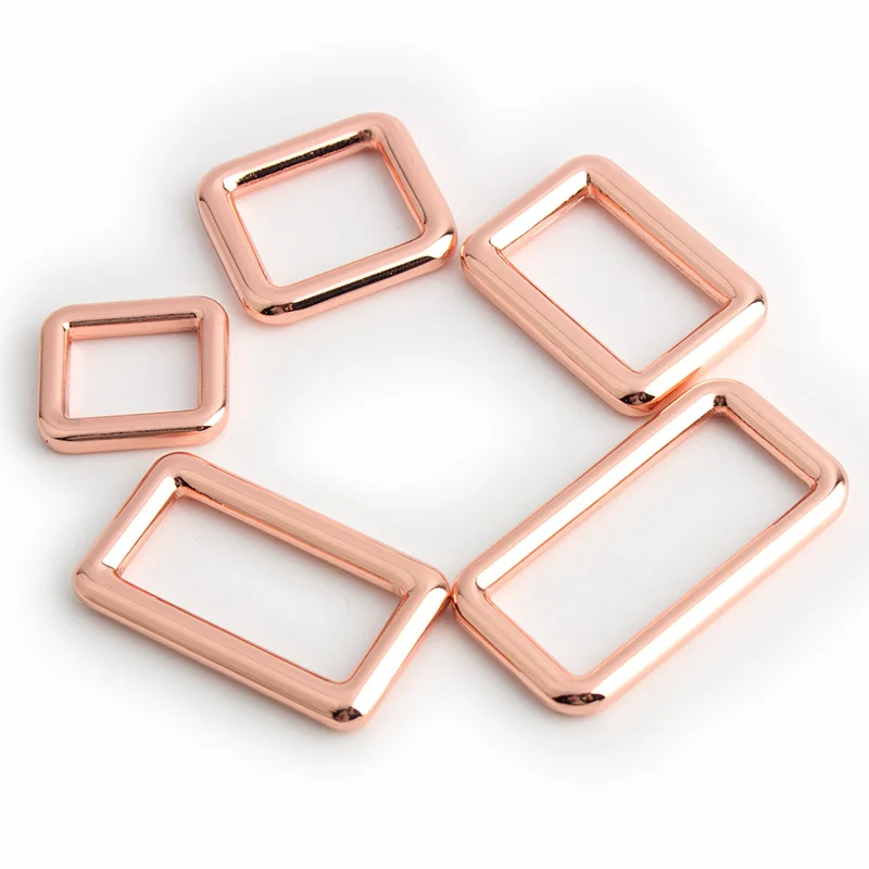 5PCS Square Metal Handbag Belt Adjustment Ring Buckle Rose Gold Die-cast Rectangular Wallet Backpack Square Buckle