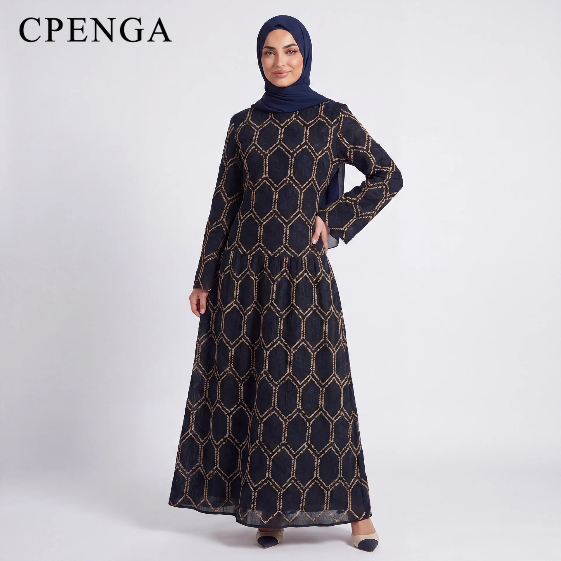 

2026 New Embroidered Abaya Dress for Muslim Women Fully Lined with Belt & Back Zipper Luxury Dubai Style Evening Jalabiya Outfit