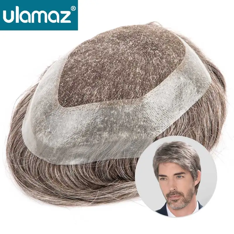 

7"x9" Lace Pu Male Wig Australia Toupee Men Hair Wig 100% Human Hair Male Hair Prosthesis French Lace Hair System For Men Wig