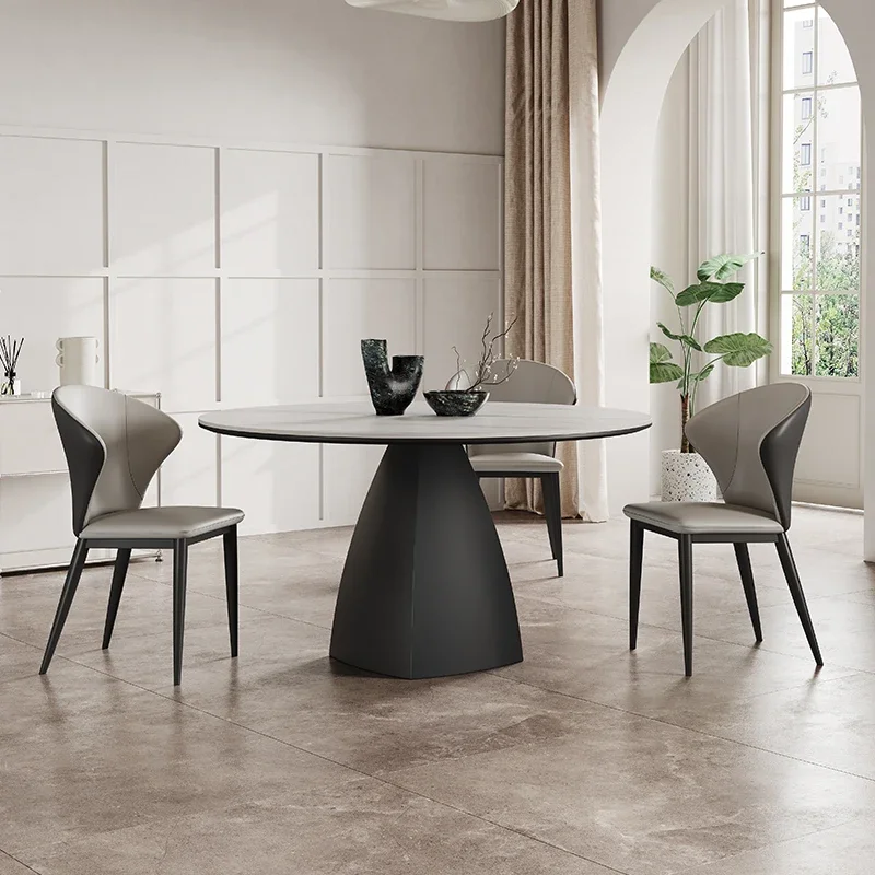 Slate round table family 10 people modern simple retro restaurant table to negotiate Italian small apartment