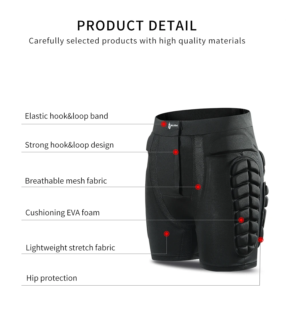 WOSAWE Ski Protective Hip Pad Padded Shorts+Protective Knee Pads Skiing Skating Snowboarding Impact Protection