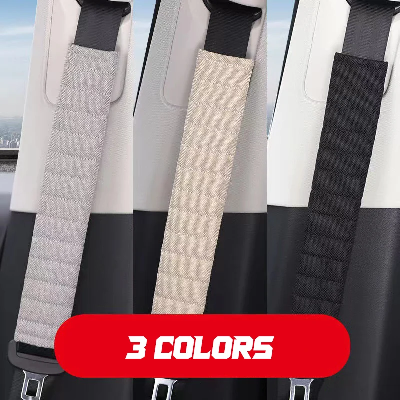 Luxury Car Extended Belt Cover Shoulder Pads Quilted Breathable Cotton Linen BlackThickened Truck Seat Belt Covers Car Interior