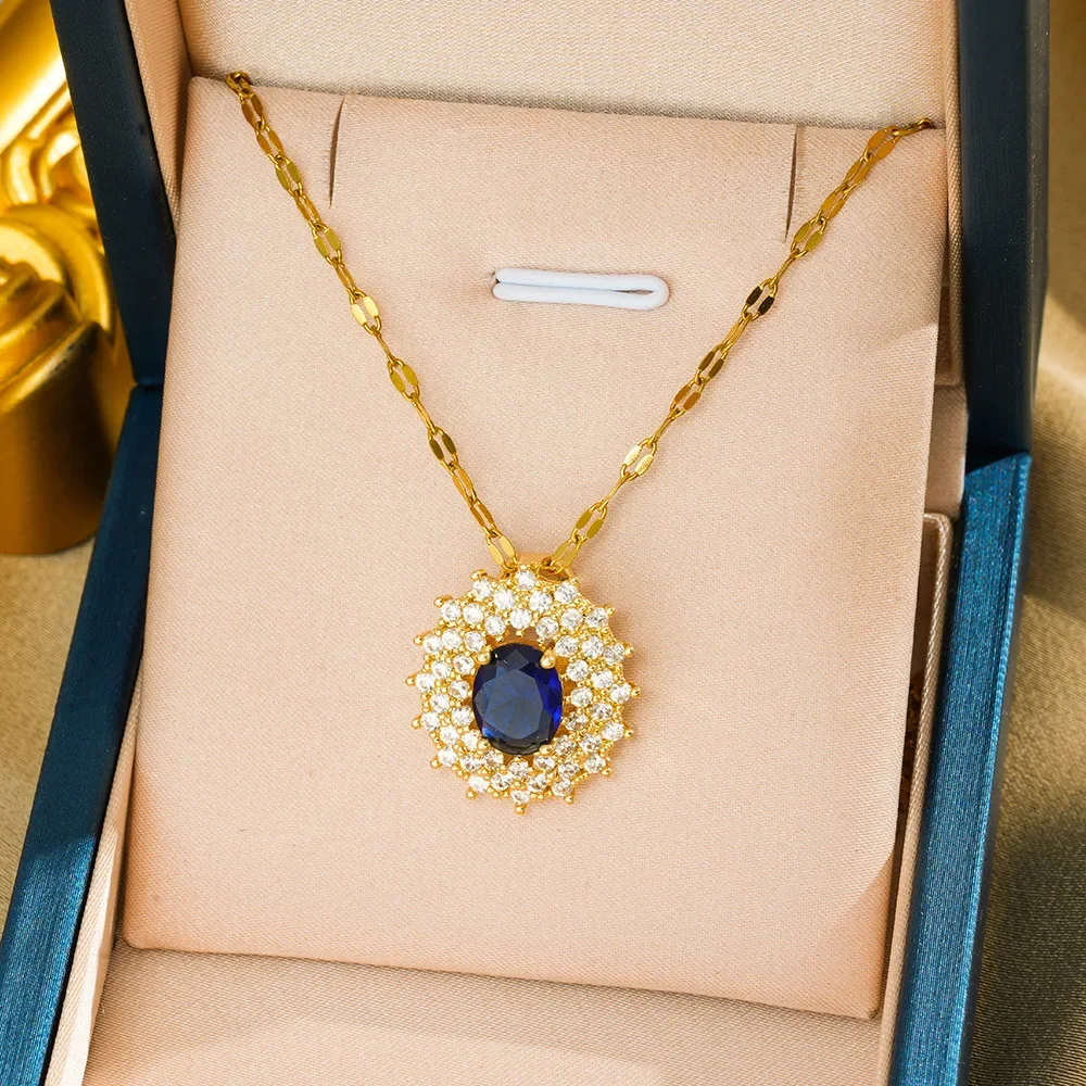 

New high-end large round zirconium micro diamond necklace. This is the popular collarbone style on instagram.