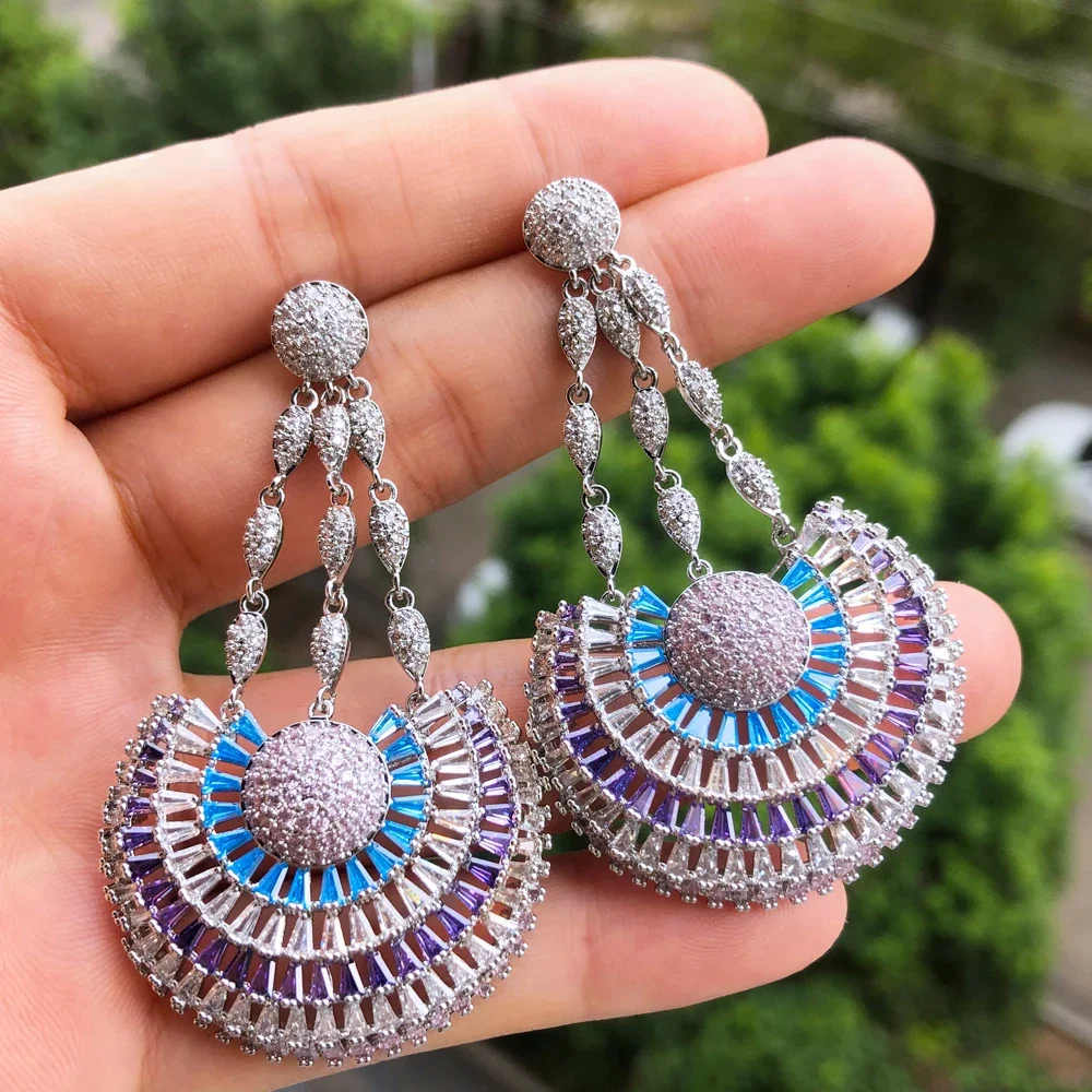 

Kellybola Fashion Luxury Crystal Romantic Big Earrings For Women Bridal Drop Dangling Earrings Party Wedding Jewelry Gifts