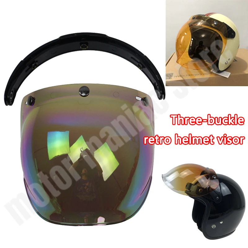 

Motorcycle Helmet Glass 3 Pin Buckle Helmet Windshield with Flip Up Base DIY Casco Bubble Windshield UV Protection CE Approved