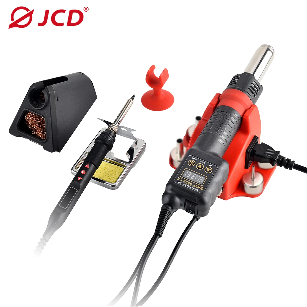 

JCD New 8899 2 in 1 Hot Air Rework Station Soldering Iron Station LCD Display Intelligent Temperature Correction Repair Tools