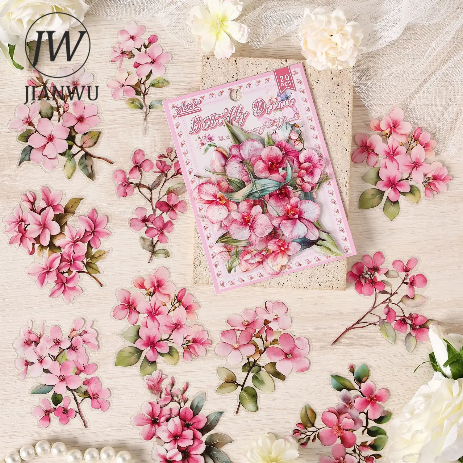 JIANWU Flowers Are in Good Place Series Vintage Landscape Material Collage Scrapbook PET Sticker Creative DIY Journal Stationery