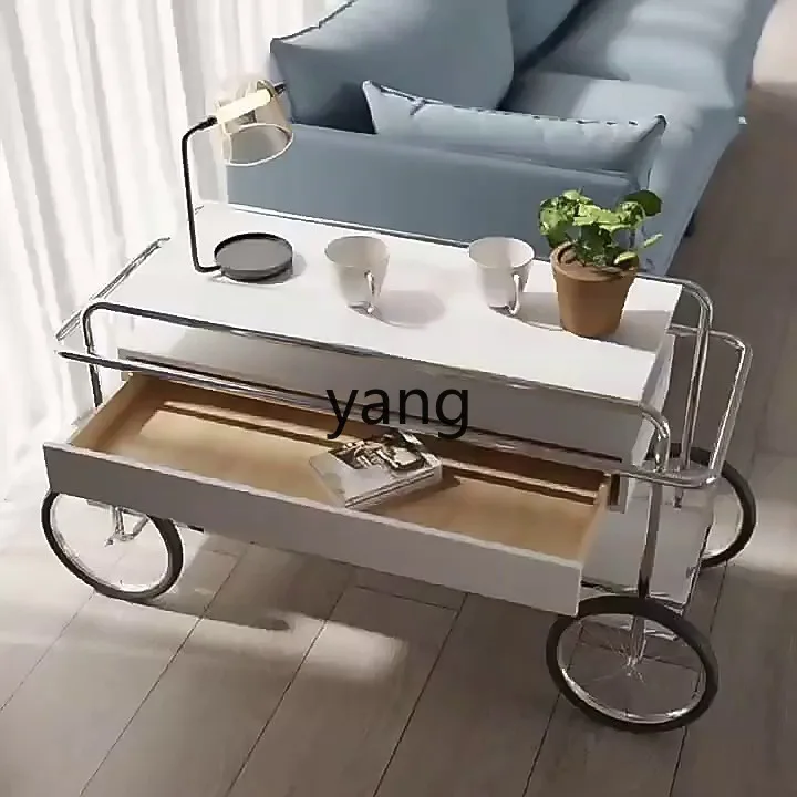 Yjq Tea Weagon Creative Drawer Cart Band Drawer Side Table Stainless Steel Small Table Storage Iron Art