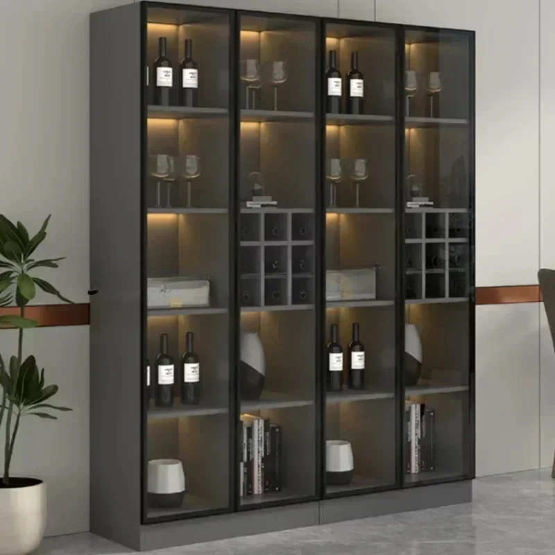 Glass Living Room Wine Cabinets Display Kitchen Wall Home Wine Cabinets Racks Liquor  Restaurant Furniture