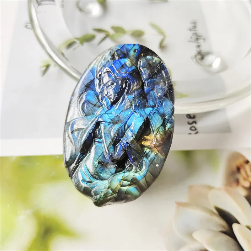 

Labradorite Goddess Quartz Carving Figurine Natural Gems Stones Crystal Healing Crafts Angel Reiki Gemstones For Home Decoration