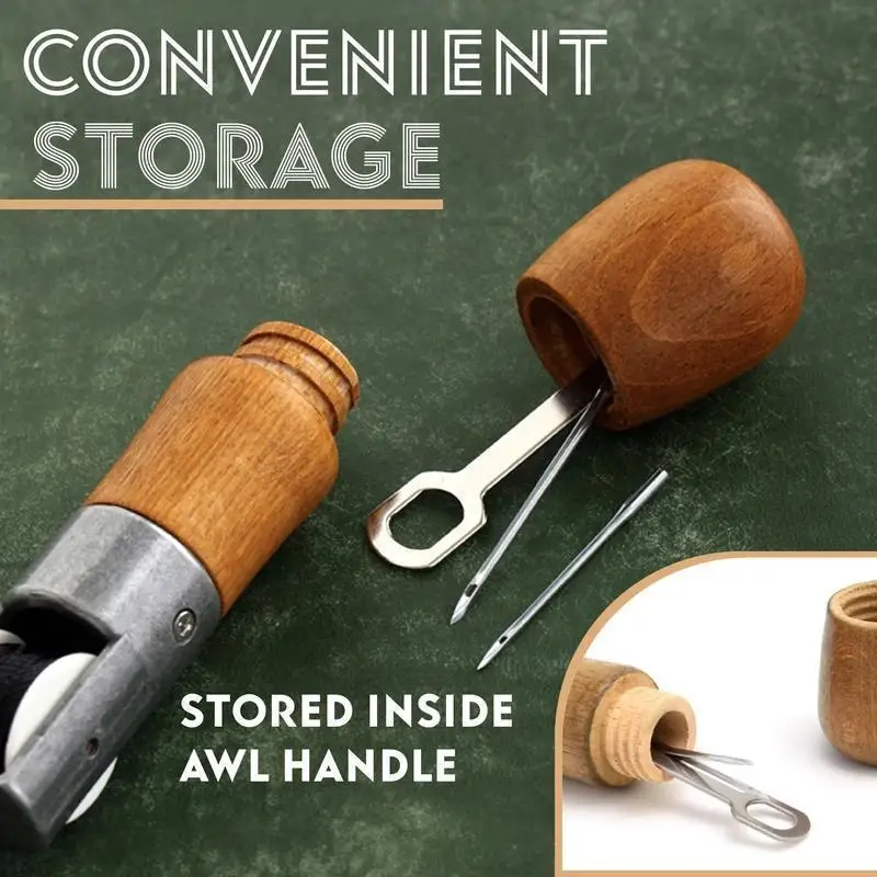 DIY Hand Sewing Machine Waxed Thread Leather Sew Tool Craft Edge Stitching Belt Strips Shoemaker Awl Lock Stitcher Needles Kit