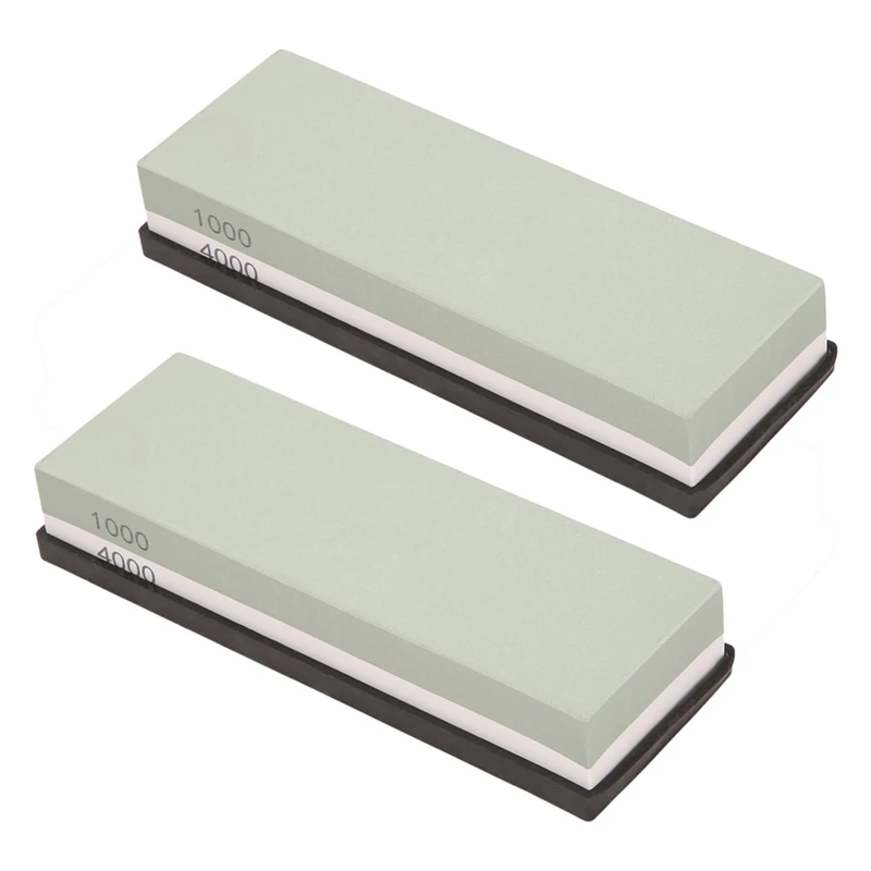 

2X Whetstone Sharpening Stone 1000/4000 Grit - Knife Sharpener Stone - Waterstone Rubber Stone Holder Included