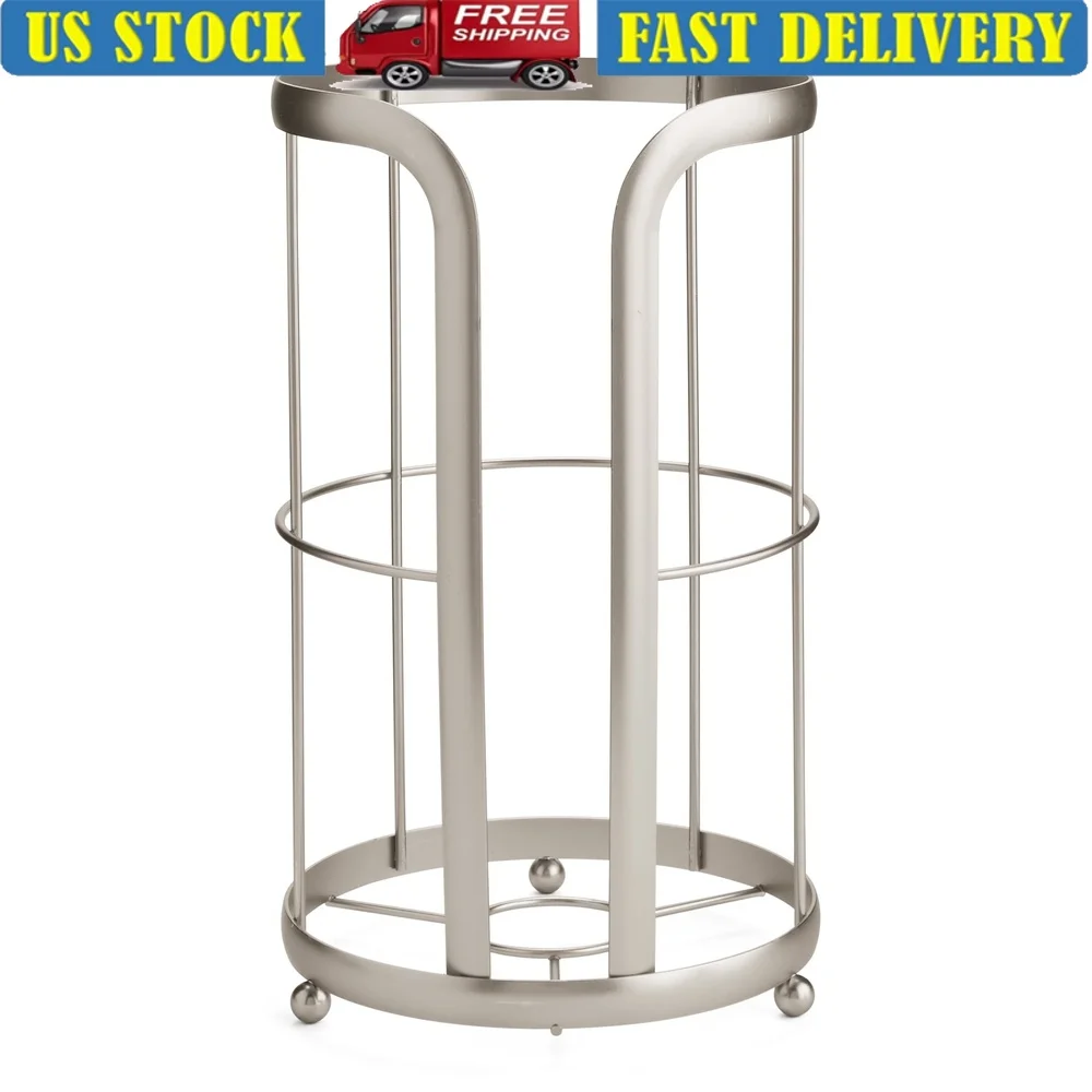 

Freestanding Toilet Paper Holder with Reserve Storage Extra Rolls Satin Nickel Bathroom Accessory Fully Assembled