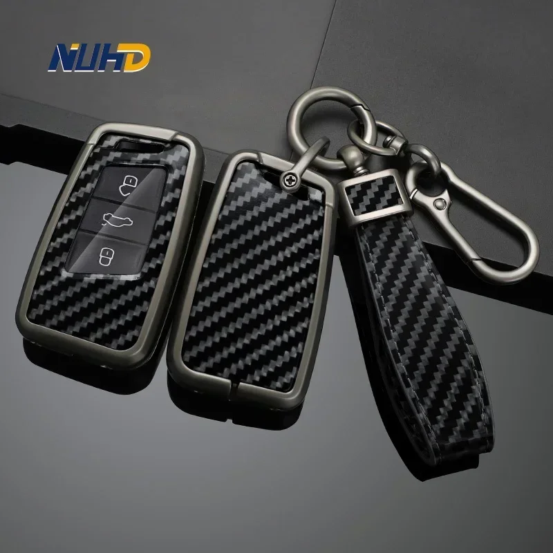

Carbon Fiber Car Key Case Cover Protector Accessories Keychain For Volkswagen VW Tiguan MK2 Magotan Passat B8 CC Skoda Superb A7