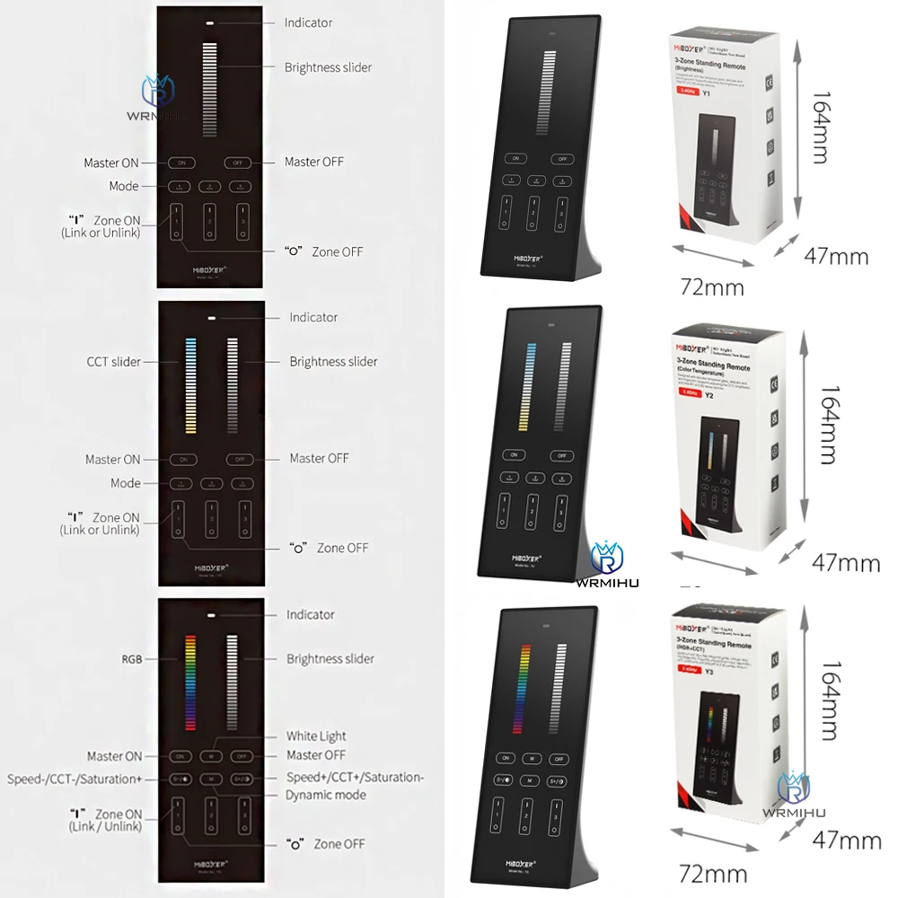 Imagem -05 - Miboxer-dimmer de Controle Remoto Vertical para Fita Led Rgb Mais Cct y1 y2 y3 Brilho 2.4ghz 3v Temperatura de Cor Lâmpada Led