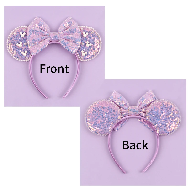 Mädchen 3,3 "Samt Maus Ohr Haarband Für Mädchen Haar Bögen Große Flip Pailletten Ohren DIY Kinder Haar Zubehör stirnband Boutique Mujer – Detail 5