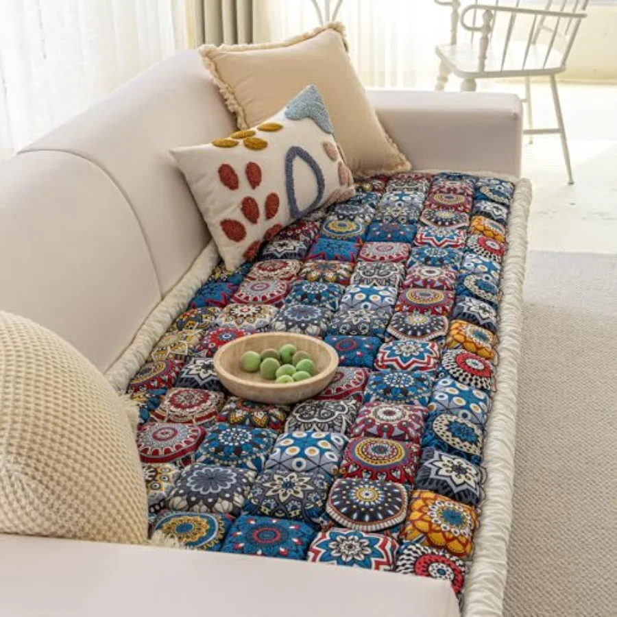 

Non Slip Couch Cover for Dogs Washable Pet Sofa Cover for 3 Cushion Couch Boho Style Slipcover Pet Friendly Furniture Protector