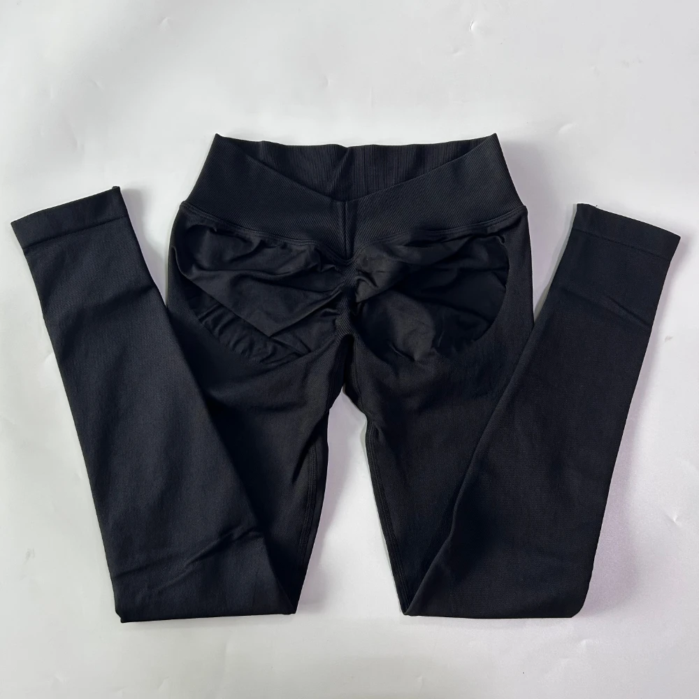Damen Yoga-Leggings mit V-Rücken und Hoher Taille, Nahtlose Fitnesshose, Hochelastische Booty-Scrunch-Bum-Leggings, Gym-Workout-Tights, Sportbekleidung – Detail 12