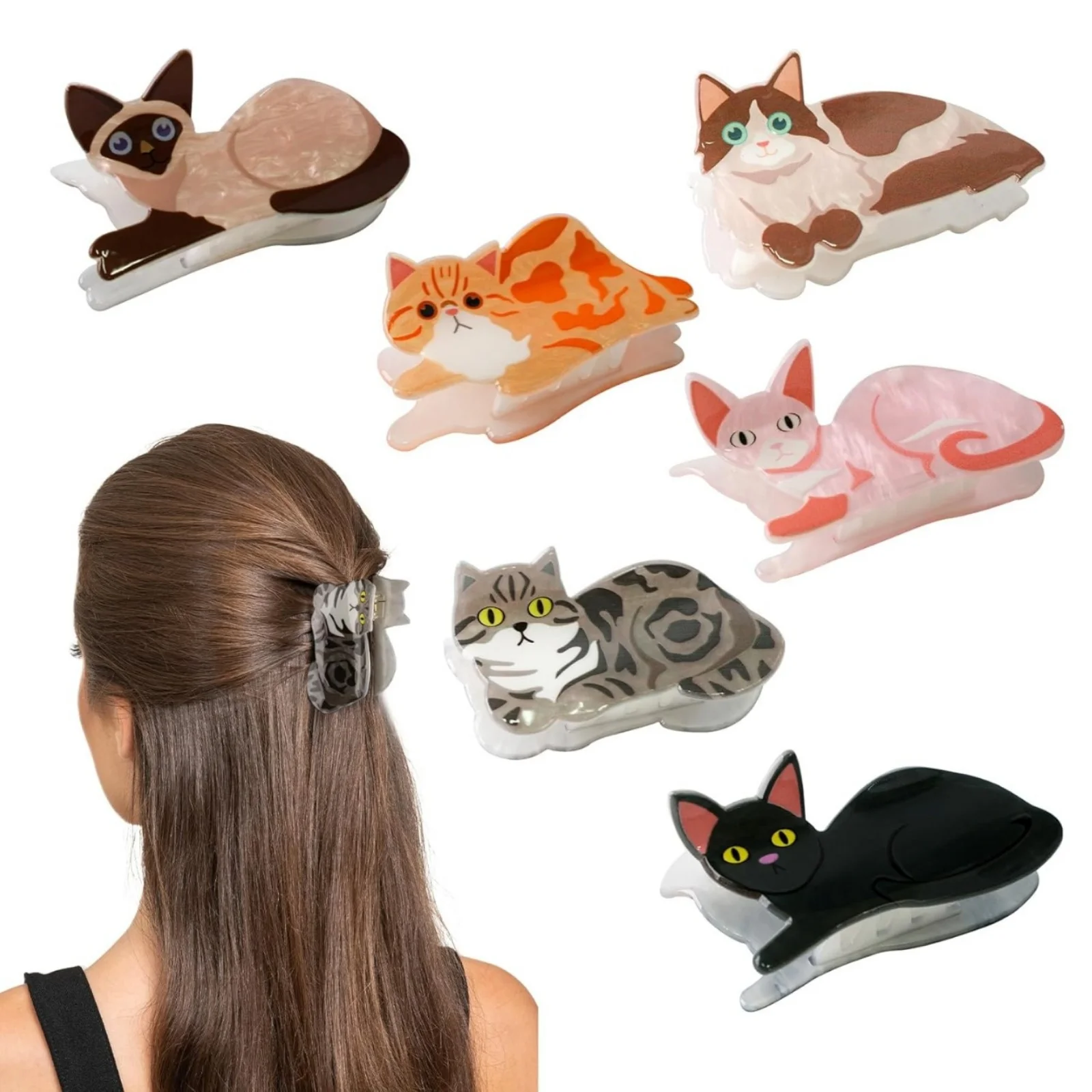 

1PC Animal Claw Clip, Cute Kitten and Puppy Medium-sized Shark Clip, Medium-sized Hair Clip Hair Accessory for the Back of