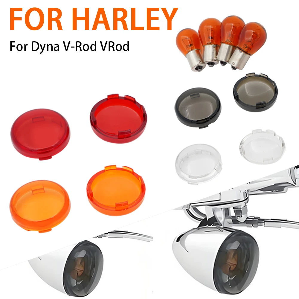 

Motorcycle 4X Smoke Signal Lens And Bulb Kit Case Fit For Harley Sportster XL883 XL1200 X48 72 For Dyna V-Rod VRod Accessories