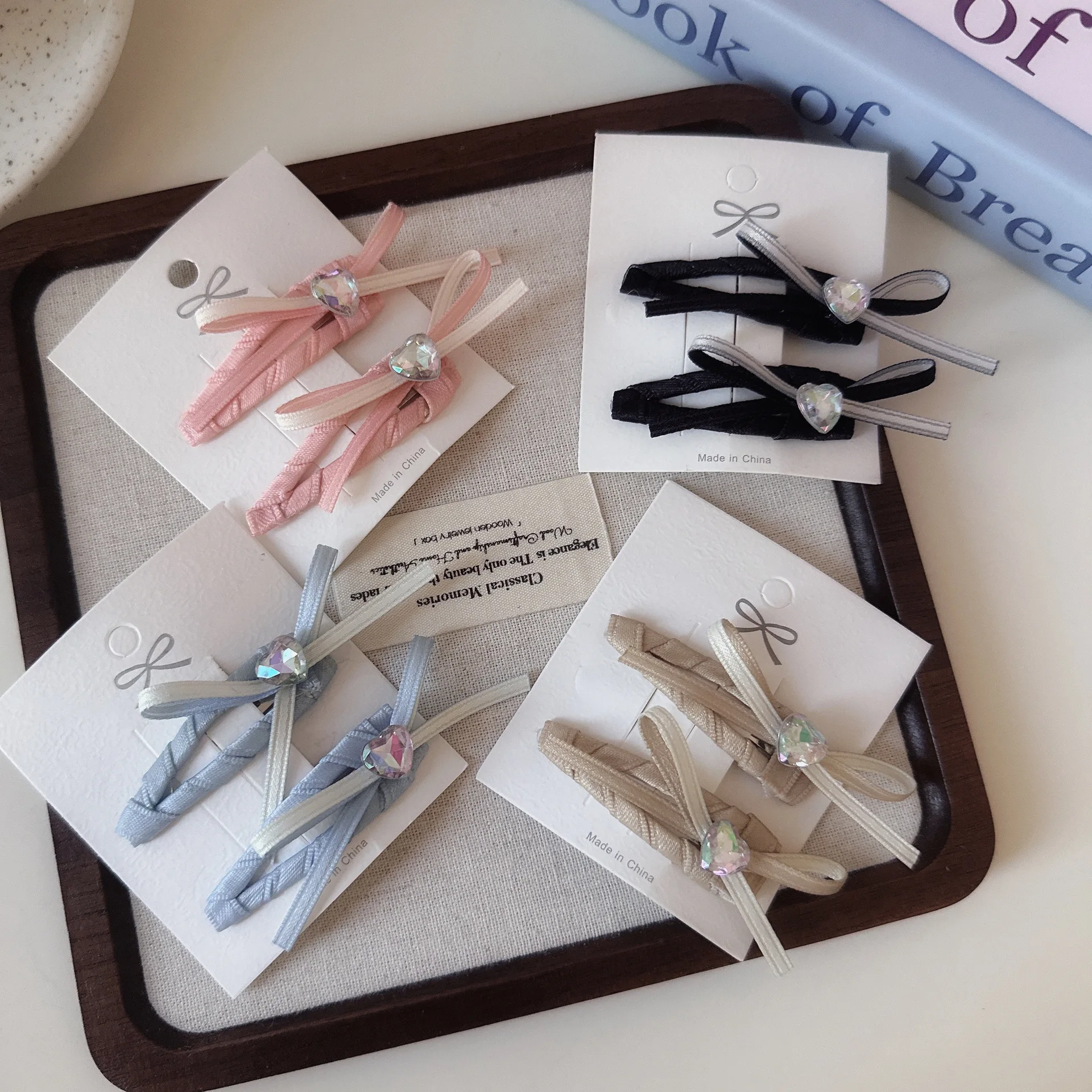 Premium Heart Shaped Ribbon Hair Clip for Bangs and Fringe Non Slip Strong Durable Cute Side Clip for Girls Hair Tools