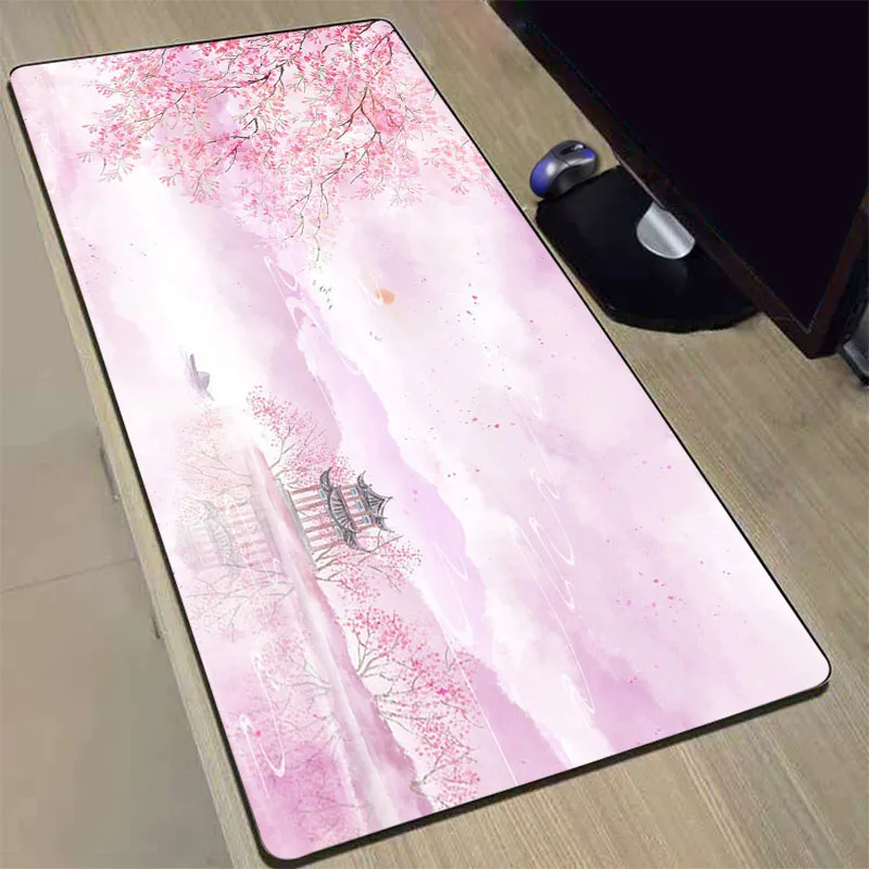 Pink Sakura Xxxl Mouse Pad Desk Pad Computer Carpet Mausepad Kawaii Office Accessories Keyboard Pc Gaming Laptop Deskmat Rugs