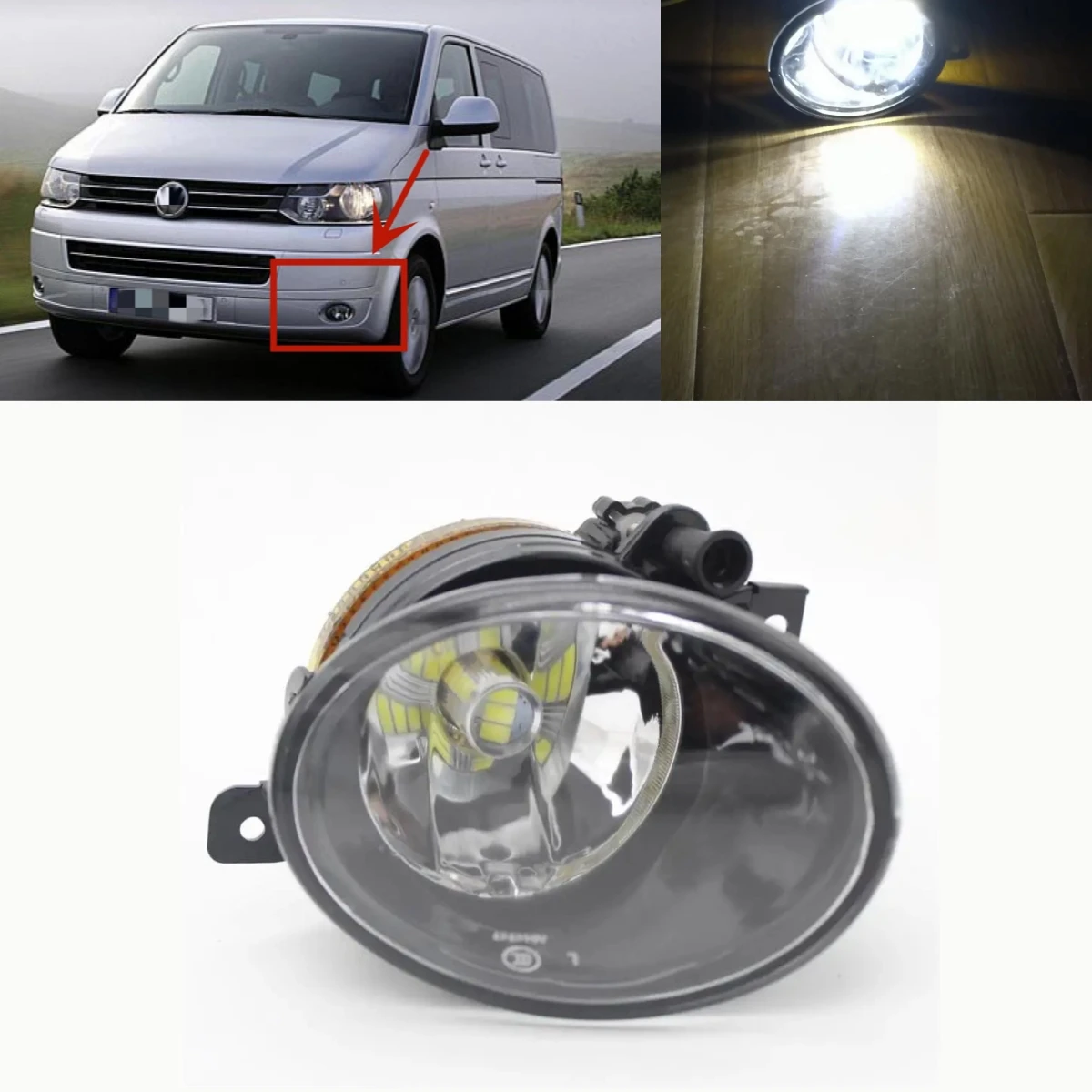 

Left Side For VW Transporter Multivan Caravelle T5 T6 2010 2011 2012 2013 2014 2015 Front LED Fog Lamp Fog Light With LED bulb