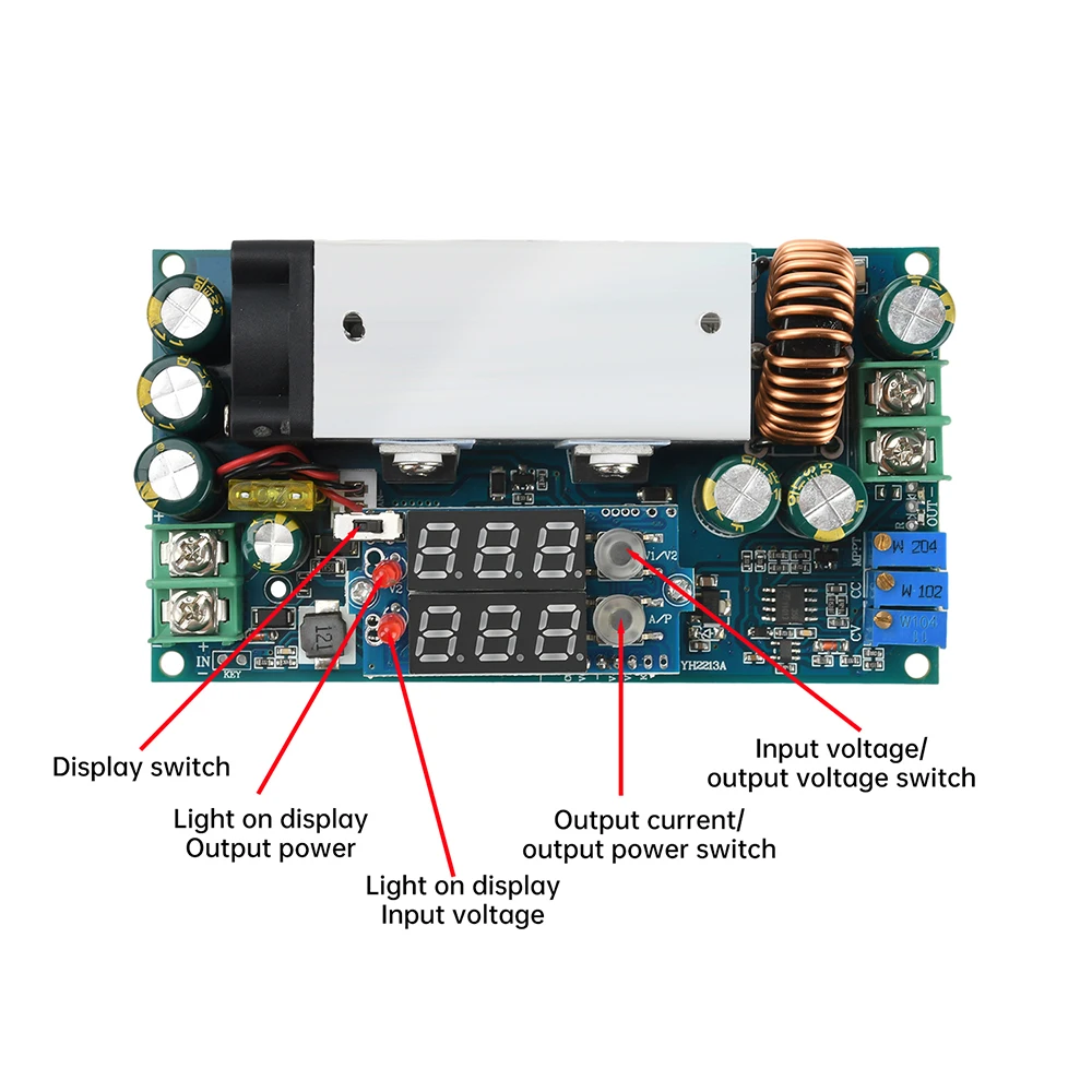DC 10~75V to DC 2~60v 20A Buck Power Supply Voltage Current Adjustable Voltage Regulator Module MPPT Solar Controller