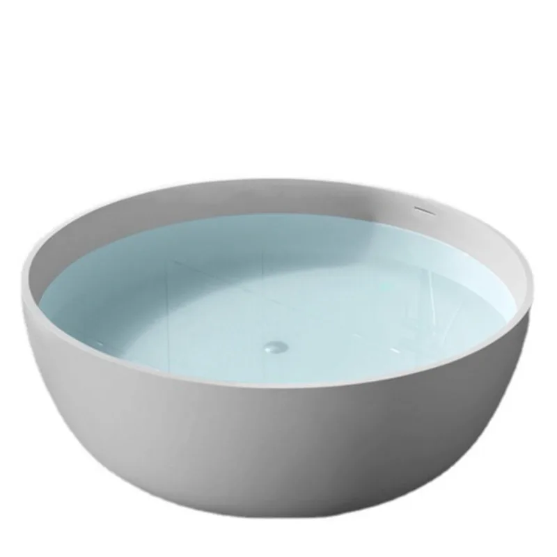 

Artificial Stone Marble Pattern Bathtub Matte White Round Soaking Tub for Hotels Export Round Black Bathtub