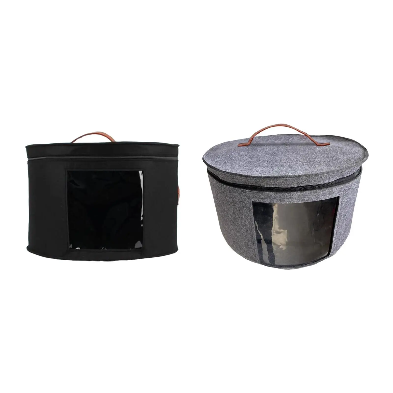 

Hat Box for Women with Zipper Round Box Large Capacity Foldable Wear Resistant