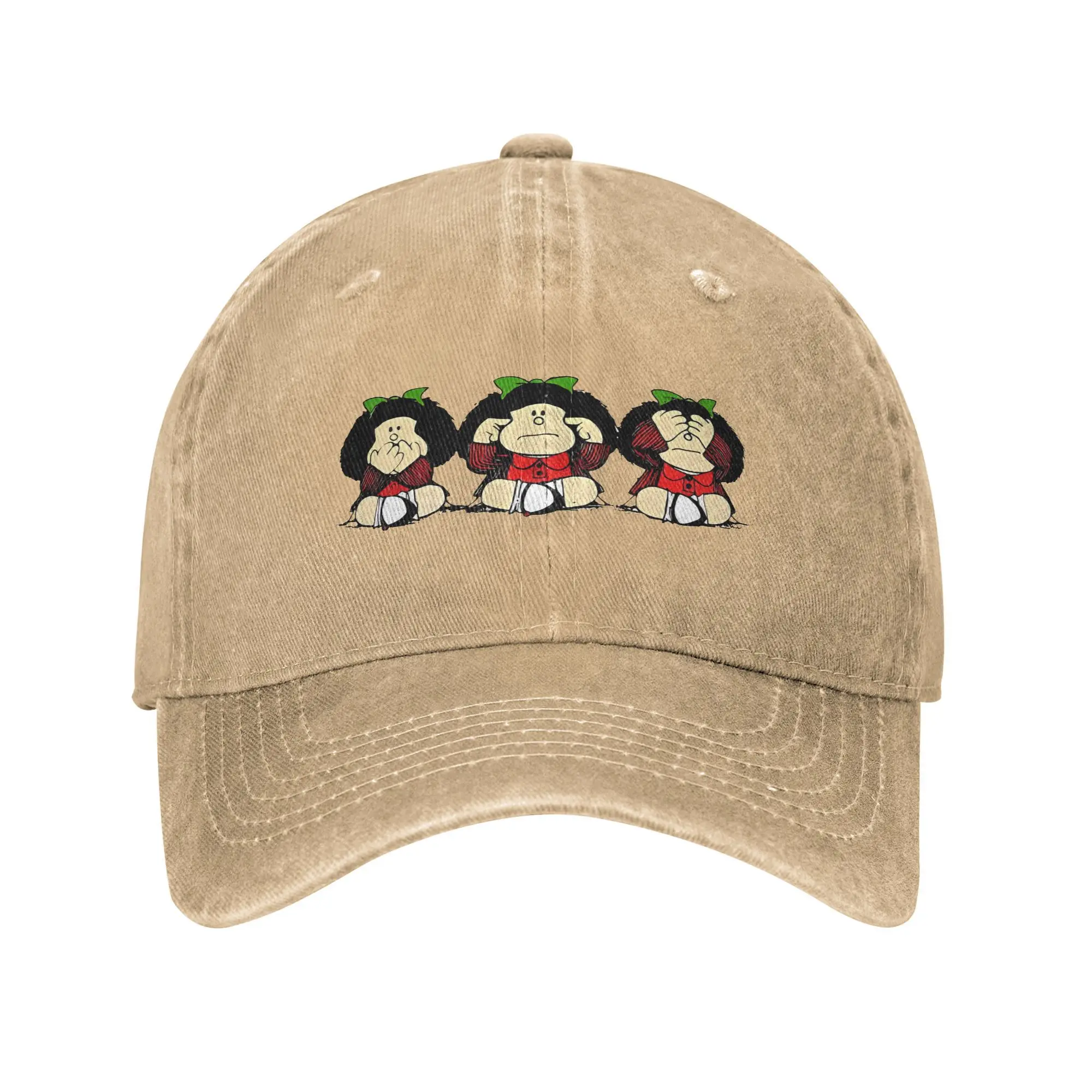 Mafalda and Her Gestures Cartoon Baseball Cap Comics Quino Manga Distressed Denim Hats Vintage Outdoor Adjustable Snapback Cap