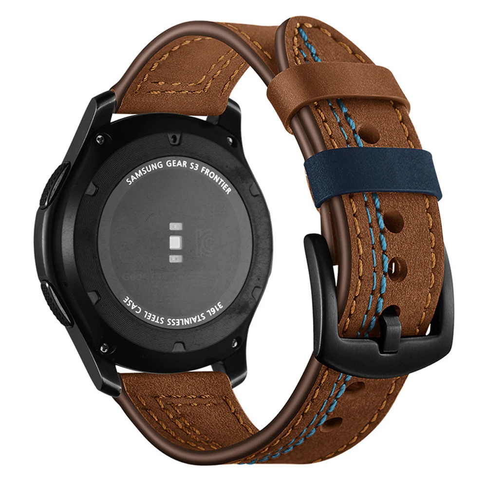 20mm 22mm Leather Strap for Samsung Galaxy watch 4 6 classic 3 5 pro Active 2 belt Retro Loop bracelet huawei gt 3-2-2e-gt2 band