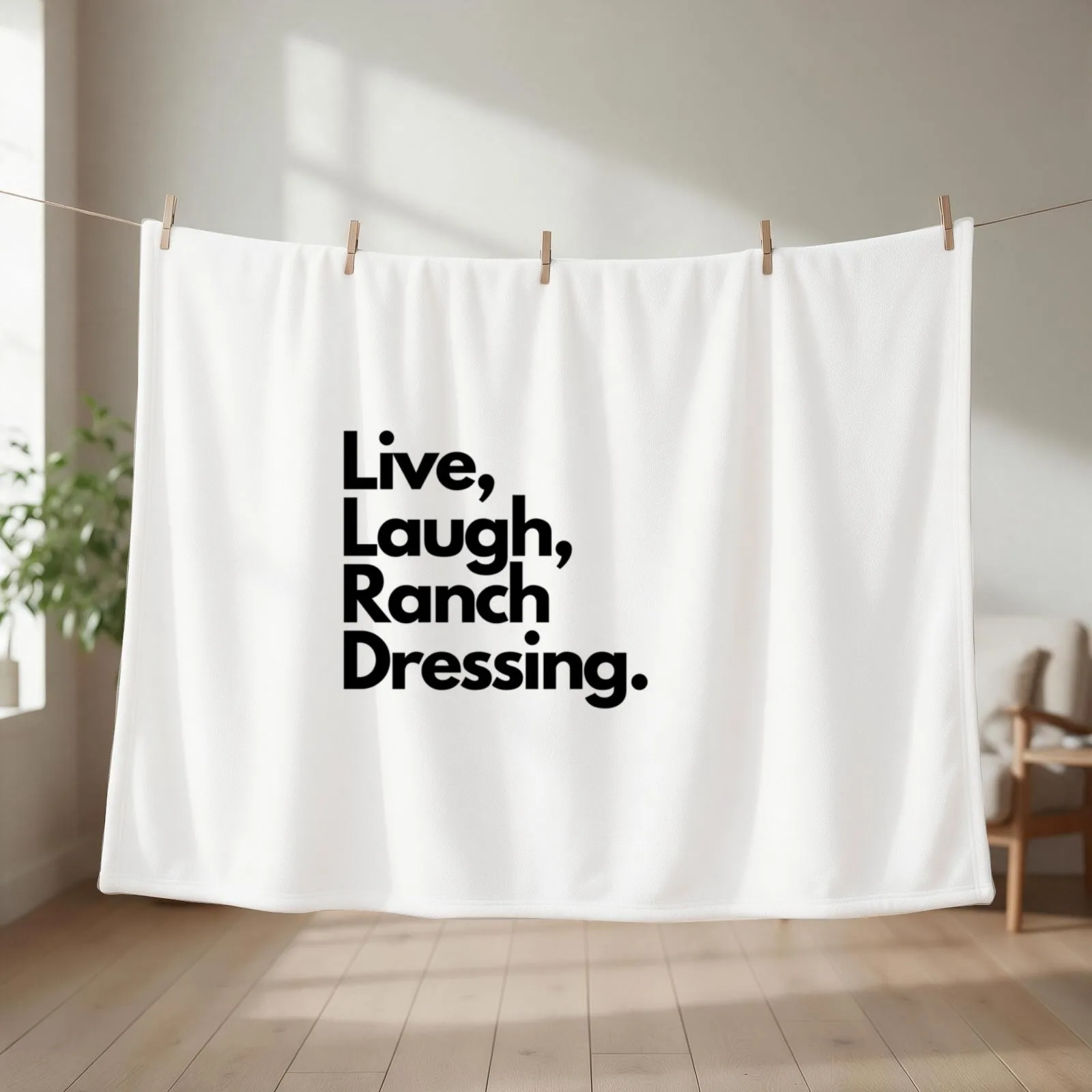 Live Laugh Ranch Dressing Throw Blanket couch cozy soft plush fuzzy picnic outdoor blanket