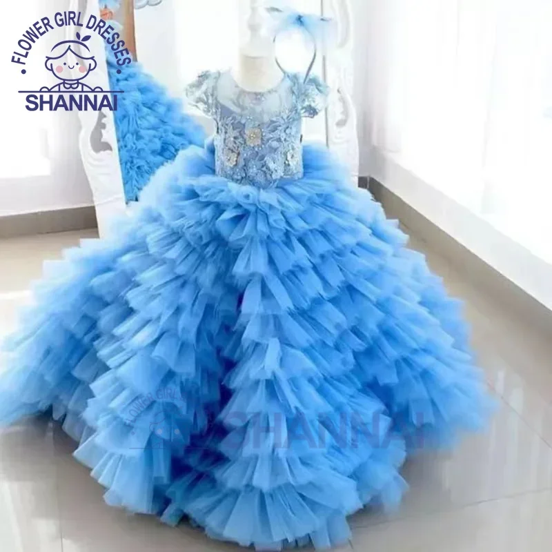 

Flower Girl Dresses Exquisite A-LINE O-Neck Floor-Length Wedding Bridesmaid Evening Prom Princess Pageant Dress for Girls 1-14