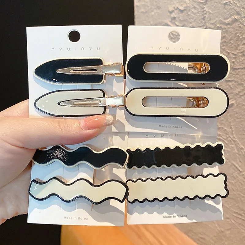 Scacchiera reticolo fermagli per capelli forcine donna ragazze acrilico nero bianco Barrettes fermagli per capelli in metallo dorato accessori per