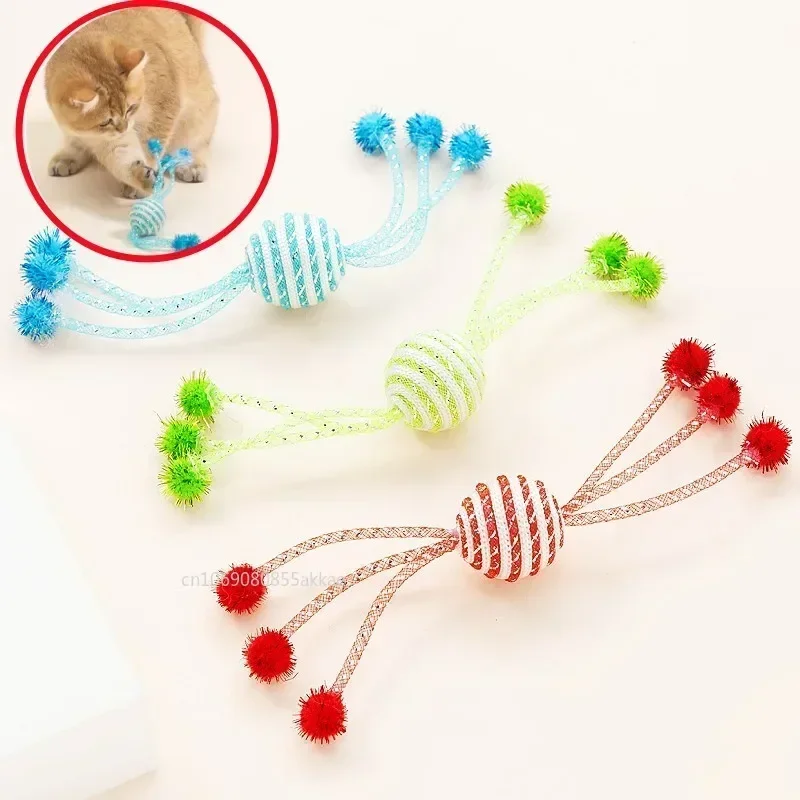 

Cat Toy Self Hi Cats Sticks Cat Toys Interactive Ropes Ball Toys for Pet Dogs Teasing Bite-resistant Wool Ball Gatos Accesorios