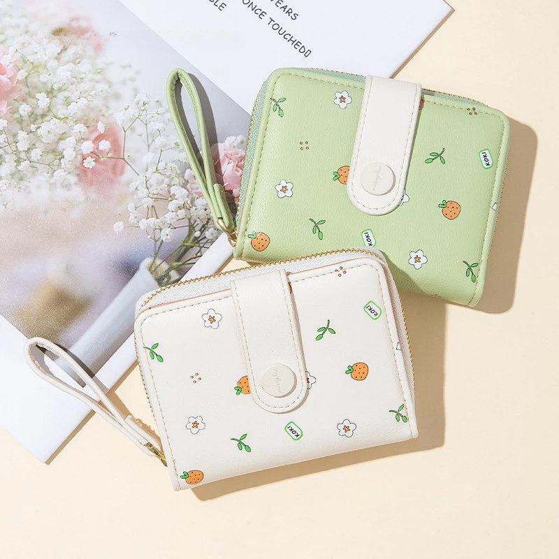 Schattige Pint Vrouwen Korte Portefeuilles Kawaii Draagbare Meisjes Mini Rits Pu Lederen Portemonnees Clutch Bags Kaarthouder Organizer Portemonnee