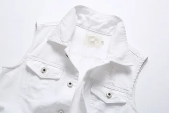 Summer Mens Ripped Denim Vest Male Tank Top Washed Jeans Waistcoat Man Retro Cowboy Hip Hop White Sleeveless Jacket 3