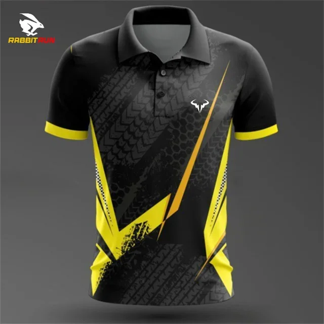 Men's Golf Shirt Summer Men Trend Polo Shirt Contrast Painted Duck Style POLO Top Badminton Short Sleeve Sportswear Men Clothes