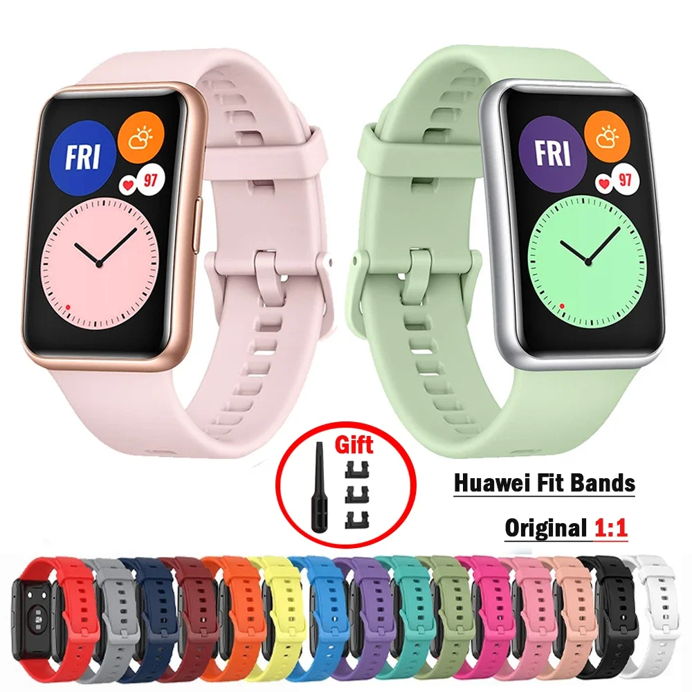 Siliconen band voor Huawei Watch FIT-band Smartwatch-horlogeband Accessoires Vervanging Sportpolsband met gereedschapshorlogeband