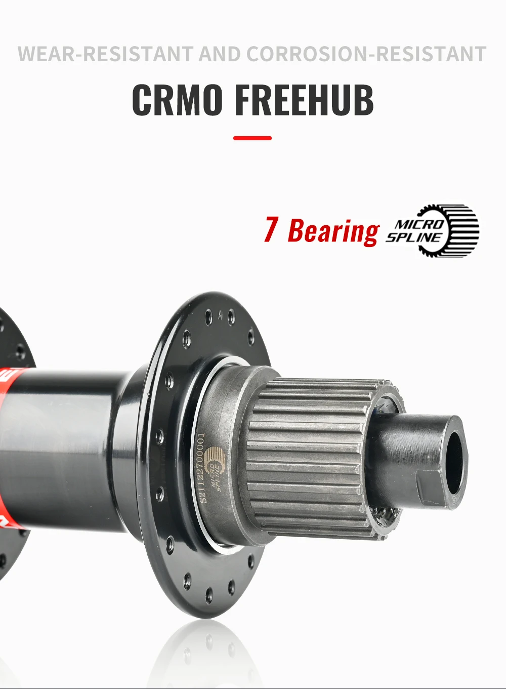 Novatec Fahrradnaben D041/D442SB MTB Fahrradnabe CR-MO Stahl Freilauf Kassette 7 Lager 12S Micro Spline 12 Geschwindigkeit 32 Löcher – Detail 7