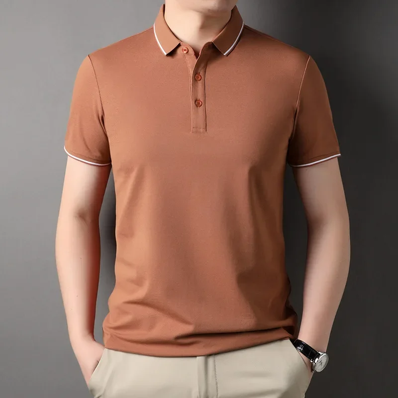 

Men Mulberry Silk Short Sleeve T-shirt Summer Oversize Lapel Solid Color Cotton Boys Polo Shirt Xxxl 4xl Buttton Polo Shirts 4xl