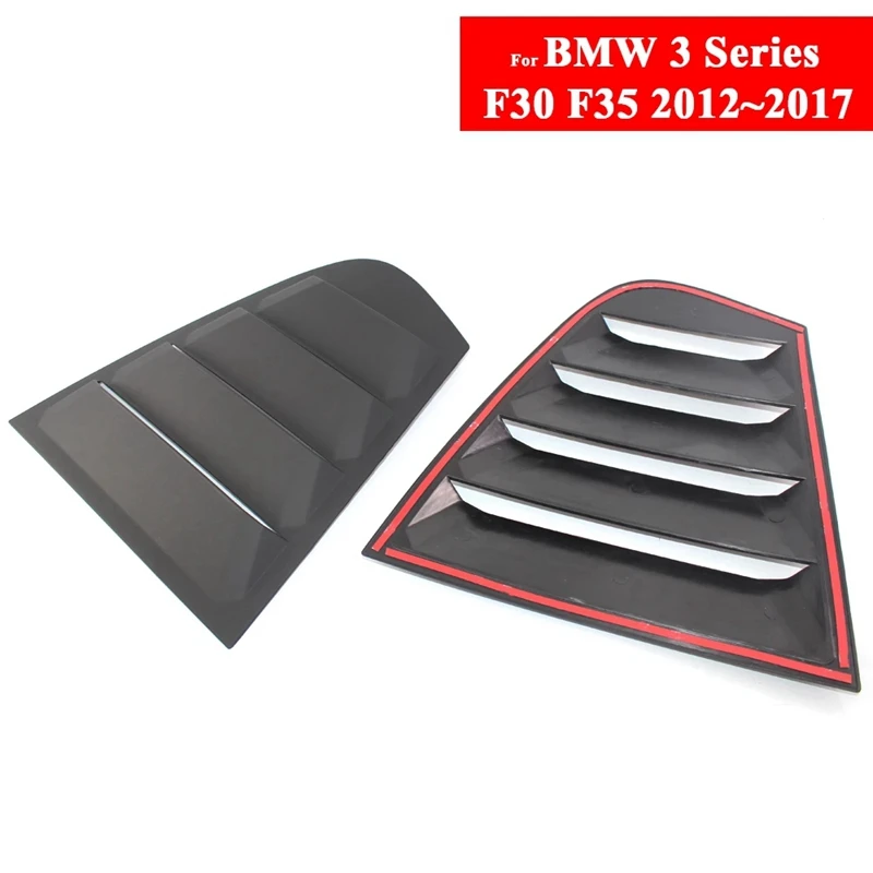 2X Matte Black Rear Side Window Louvers Scoop Cover Vent For -BMW F30 3-Series 2012-2016