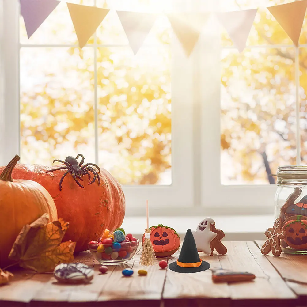 

2-набор шляп-метли, крошечные украшения на Хэллоуин для мини-домика, украшения для кукольного домика, товары для вечеринок, ремесленные украшения