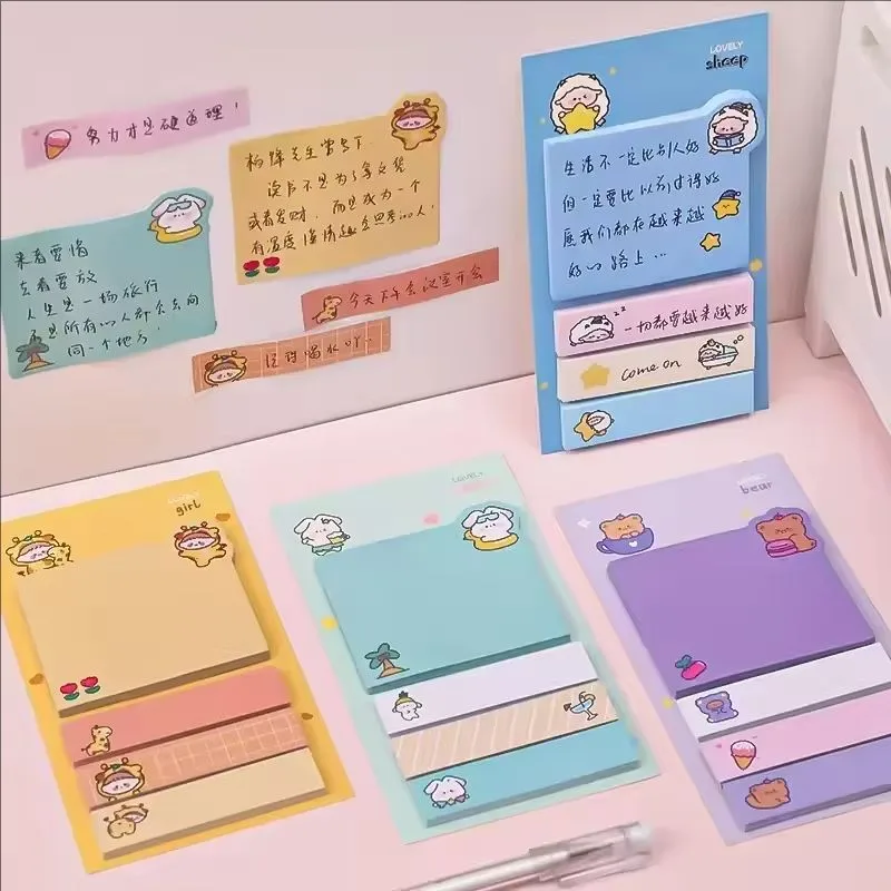 3Pcs Kawaii Paper Sticky Notes Creative Notepad Memo Pads Office School Stationery Adhesive Stickers Posted It Sticky Note Pads