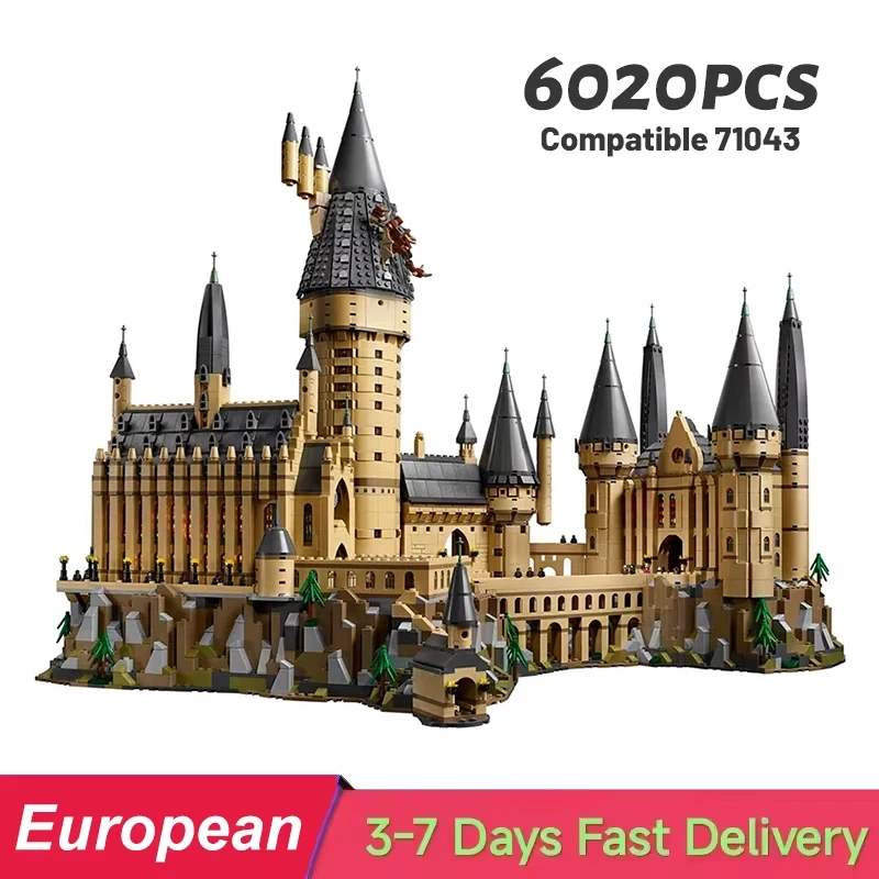 Ensemble de blocs de construction de château magique compatible 71043, modèle de château à assembler, 6020 pièces, jouets en briques pour adultes et enfants, cadeau de Noël