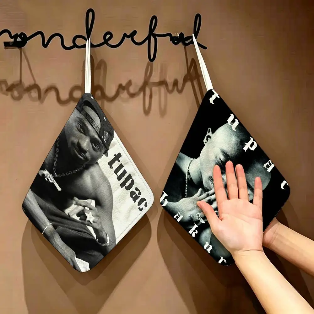 Famous Rapper 2Pac Hanging Polyester Cotton Towel, Reusable Hand Wiping Cloth, Wear Resistant for Home Kitchen Sink